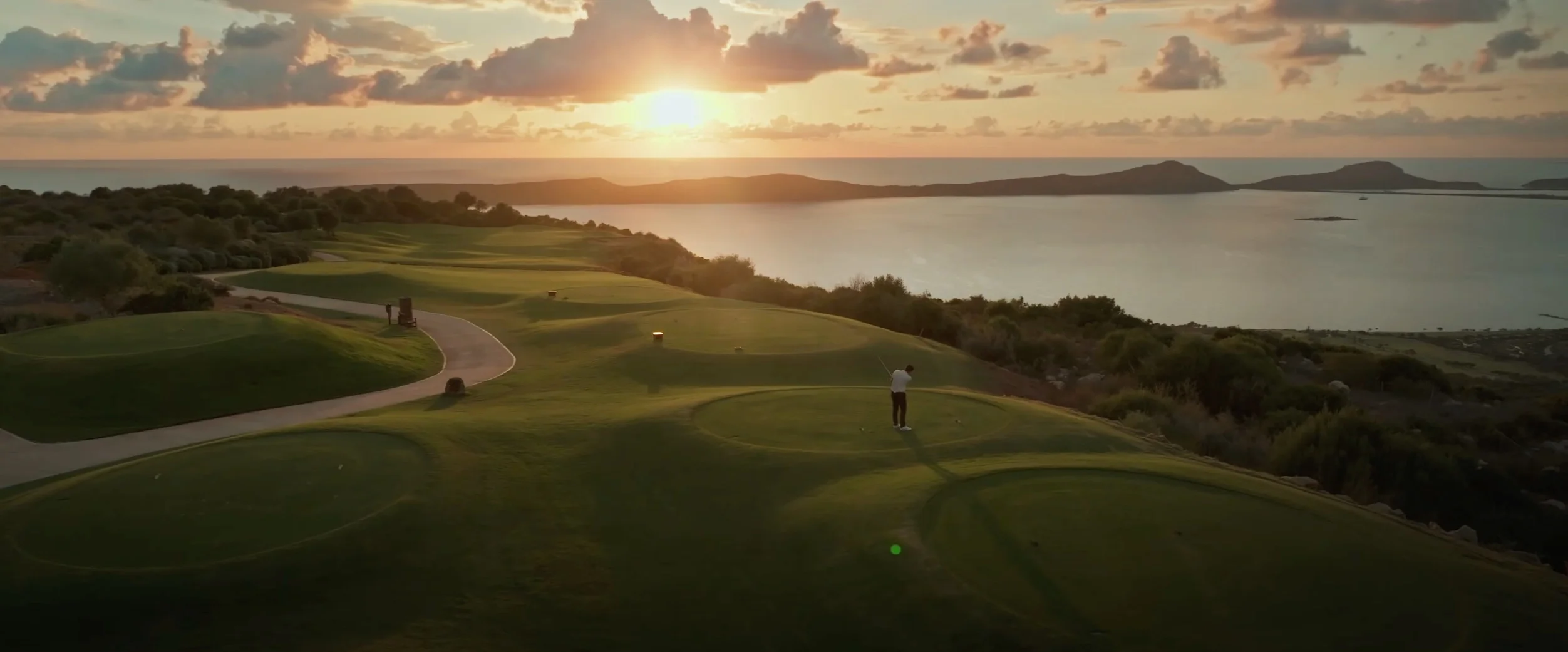 Golf at sunset over the Ionian