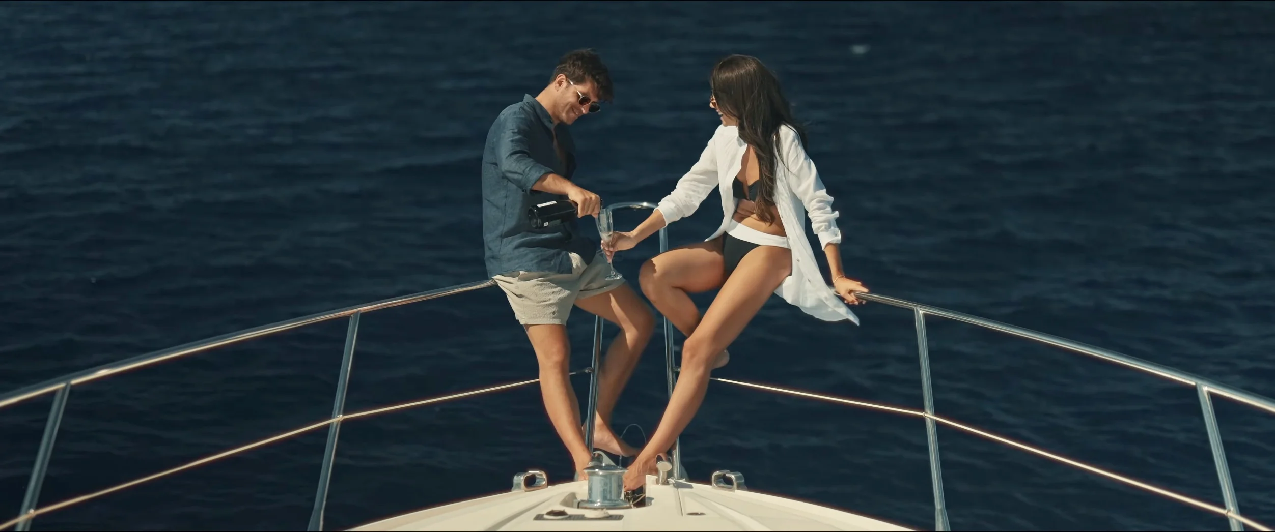 Champagne on the yacht bow